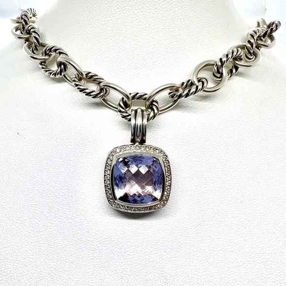 David Yurman Albion 14mm Lavender Amethyst Diamond Pendant Enhancer - Picture 1 of 14